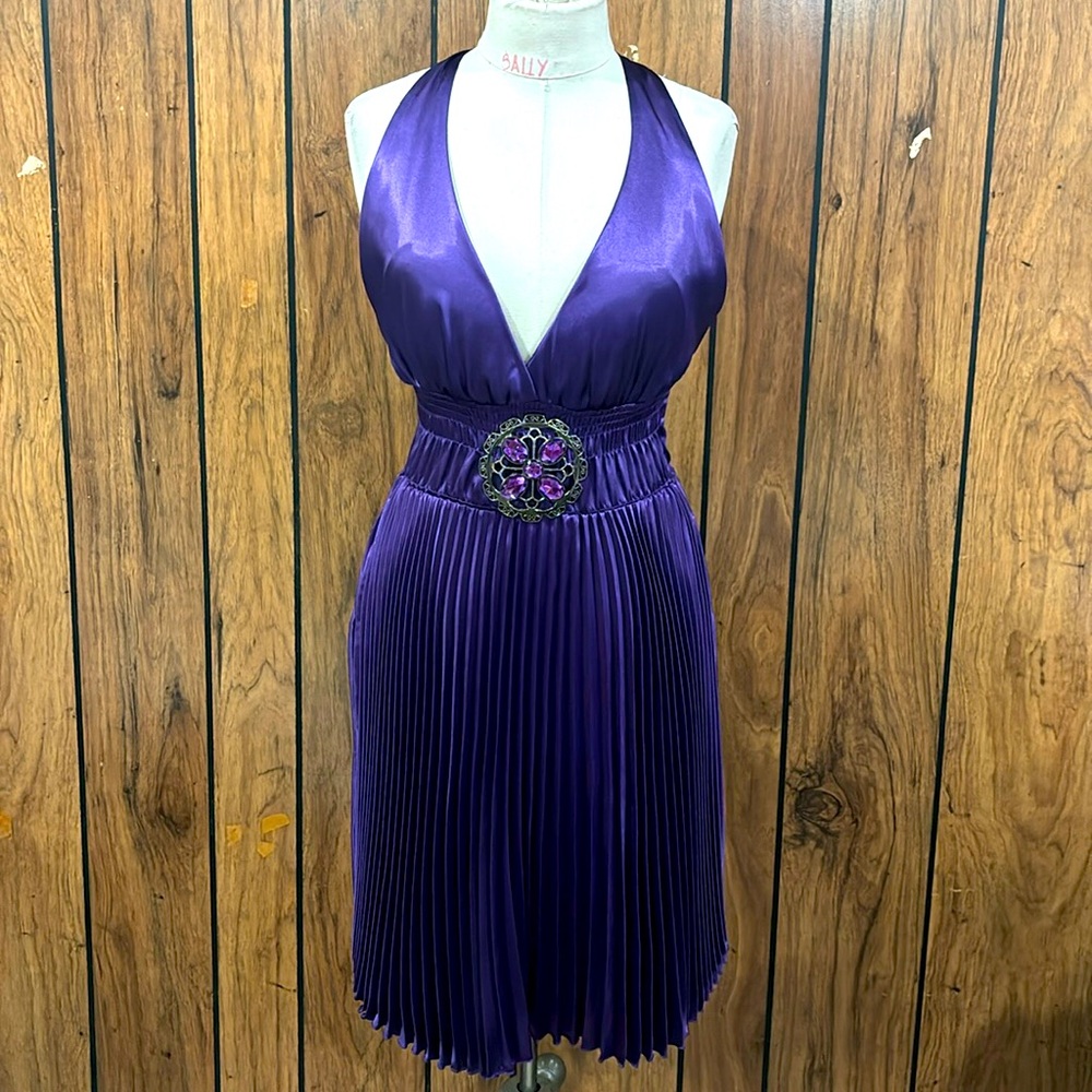 Purple Halter Dress with Rhinestone Detail Women’s size Medium